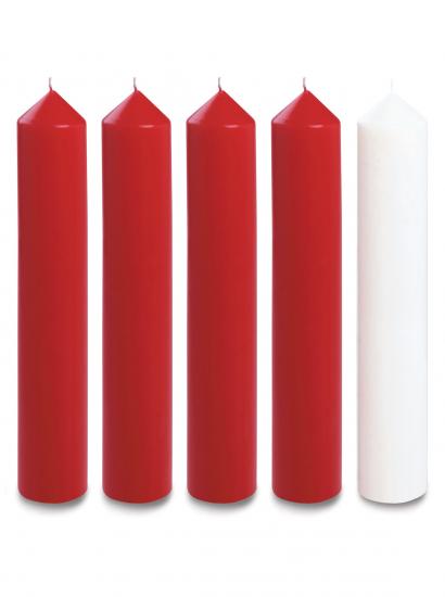 Advent Candle Set 12" x 2" - 4 Red, 1 White