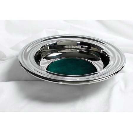 Silver Offering Plate With Green Felt