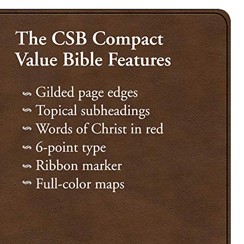 CSB Compact Bible, Brown LeatherTouch, Value Edition