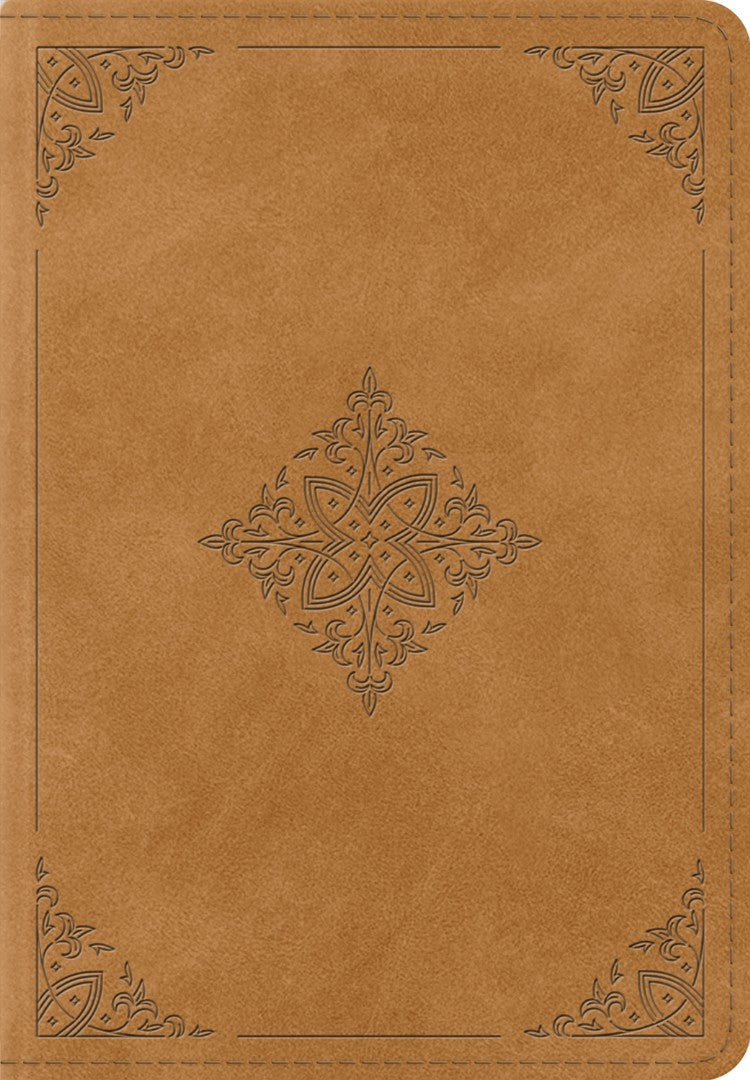 ESV Large Print Bible, Nubuck Caramel, Fleur-De-Lis Design
