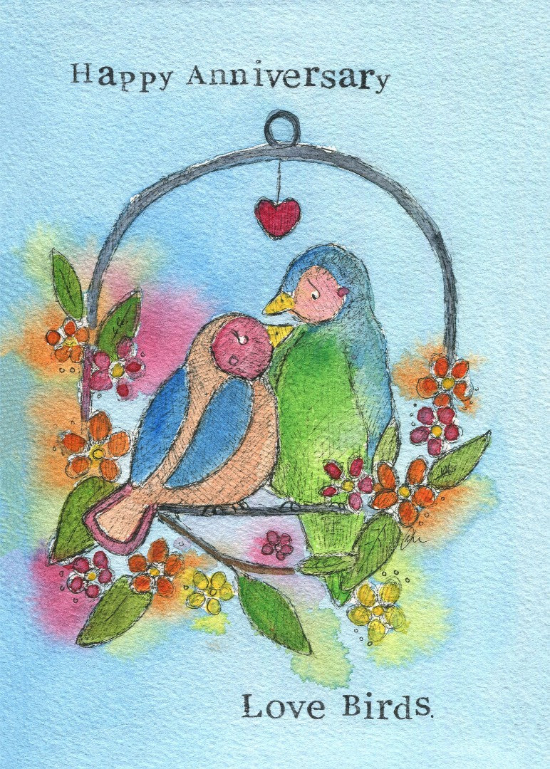 Anniversary Card Love Birds Single Card