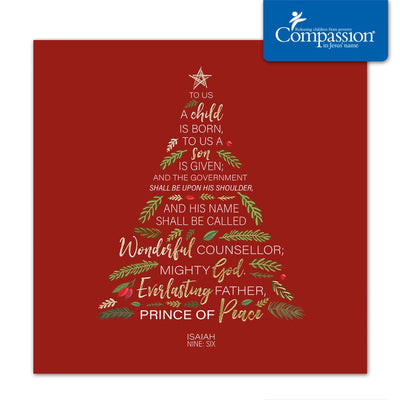 Compassion Charity Christmas Cards: Isaiah 9:6/Tree (10pk)