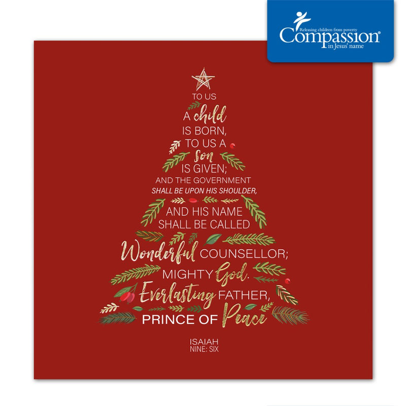 Compassion Charity Christmas Cards: Isaiah 9:6/Tree (10pk)