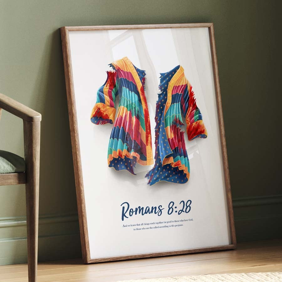 Joseph Coat Romans 8:28 A3 Christian Art Print