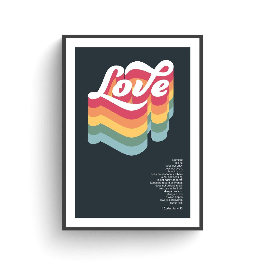 Love Is Patient (Dark) - 1 Corinthians 13 - A4 Print