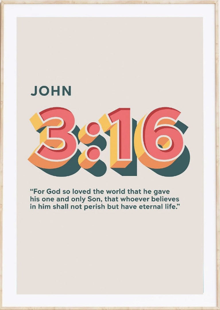 For God So Loved - John 3:16 - A4 Print (Beige)