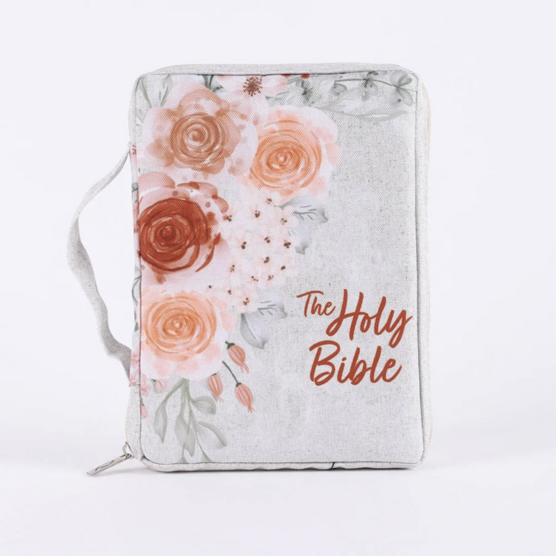 Bible Cover Canvas Holy Bible Floral Medium