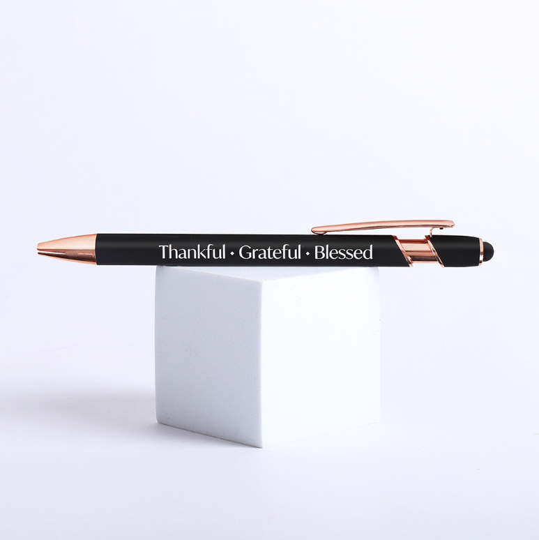 Gift Pen Thankful Grateful Blessed Grey Stylus-Tip