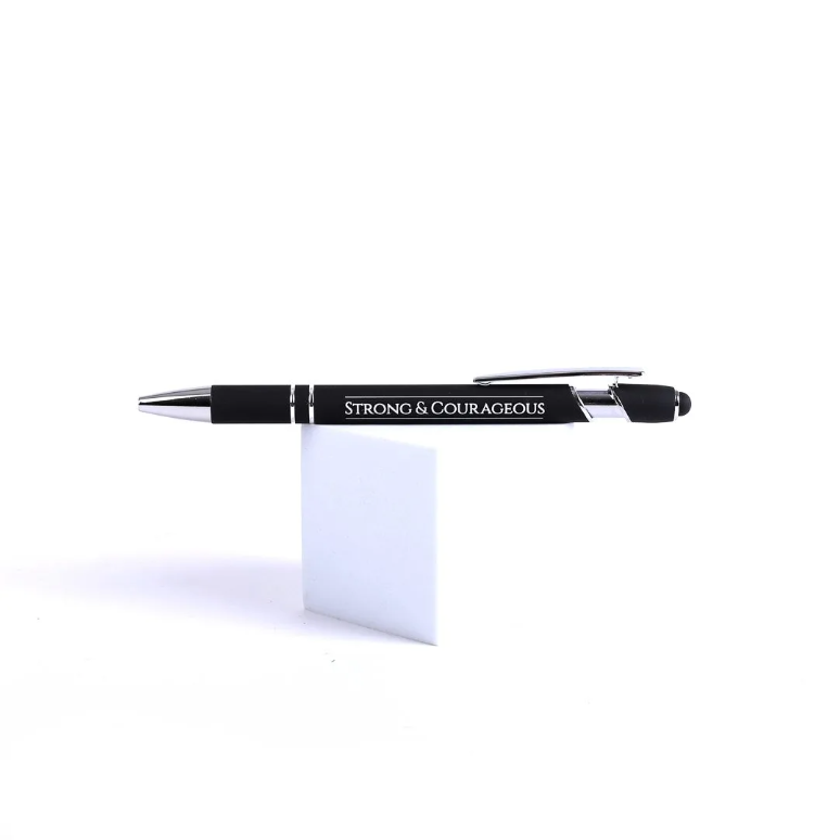 Gift Pen Strong & Courageous Black Stylus-Tip