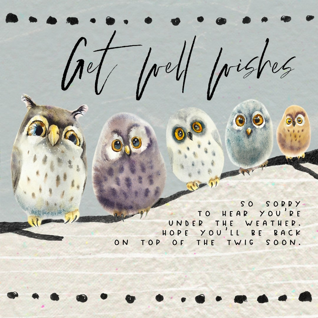 Get Well Wishes Owls - Greeting Card