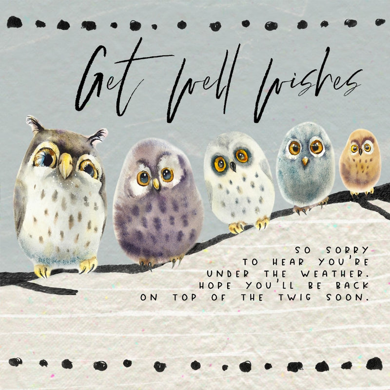 Get Well Wishes Owls - Greeting Card