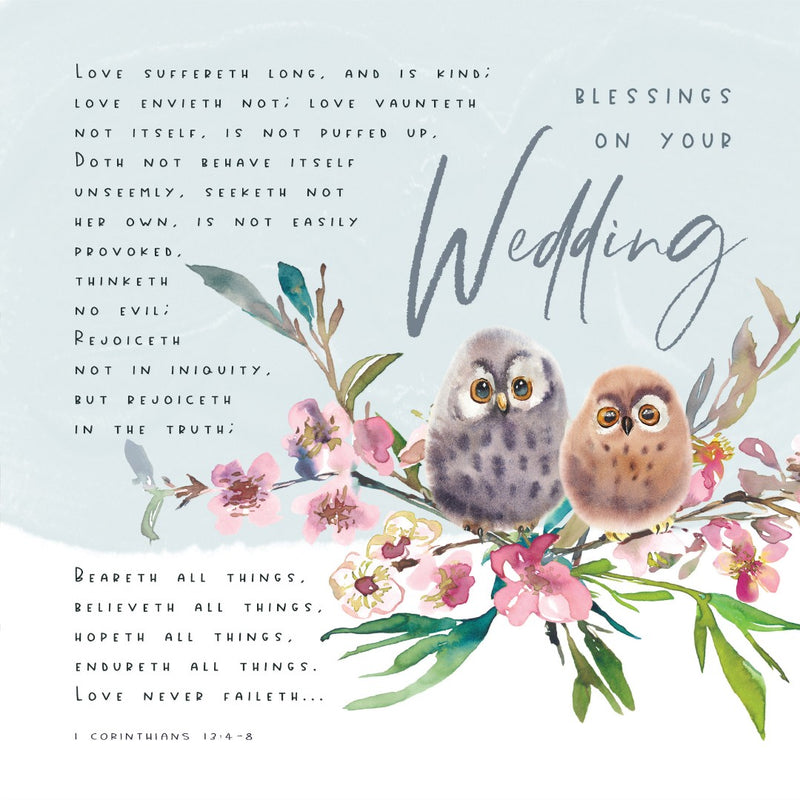 Blessings On Your Wedding Owls - Greeting Card