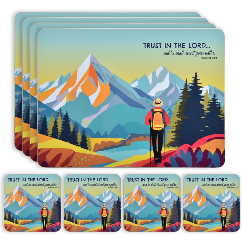 Trust In The Lord Set Of 4 Placemats & 4 Coasters In Gift Bo