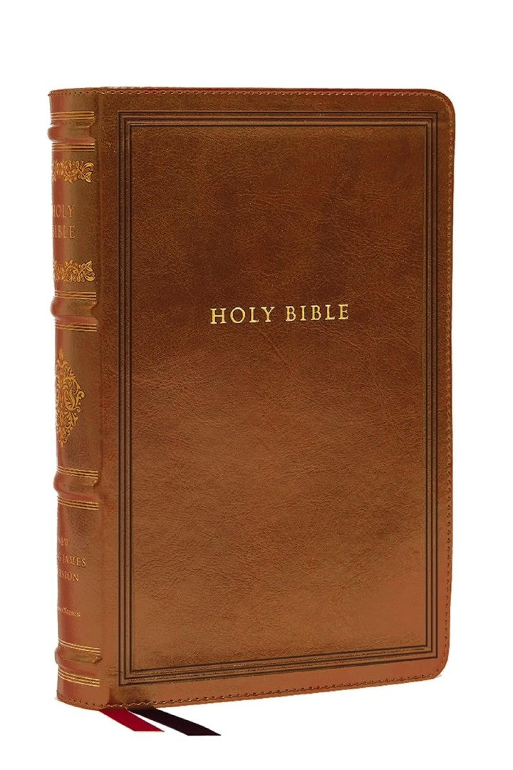 NKJV Large Print Reference Bible, Brown Leathersoft