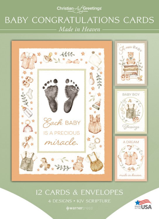 Made in Heaven Baby Congratulations Boxed Cards (pack of 12)