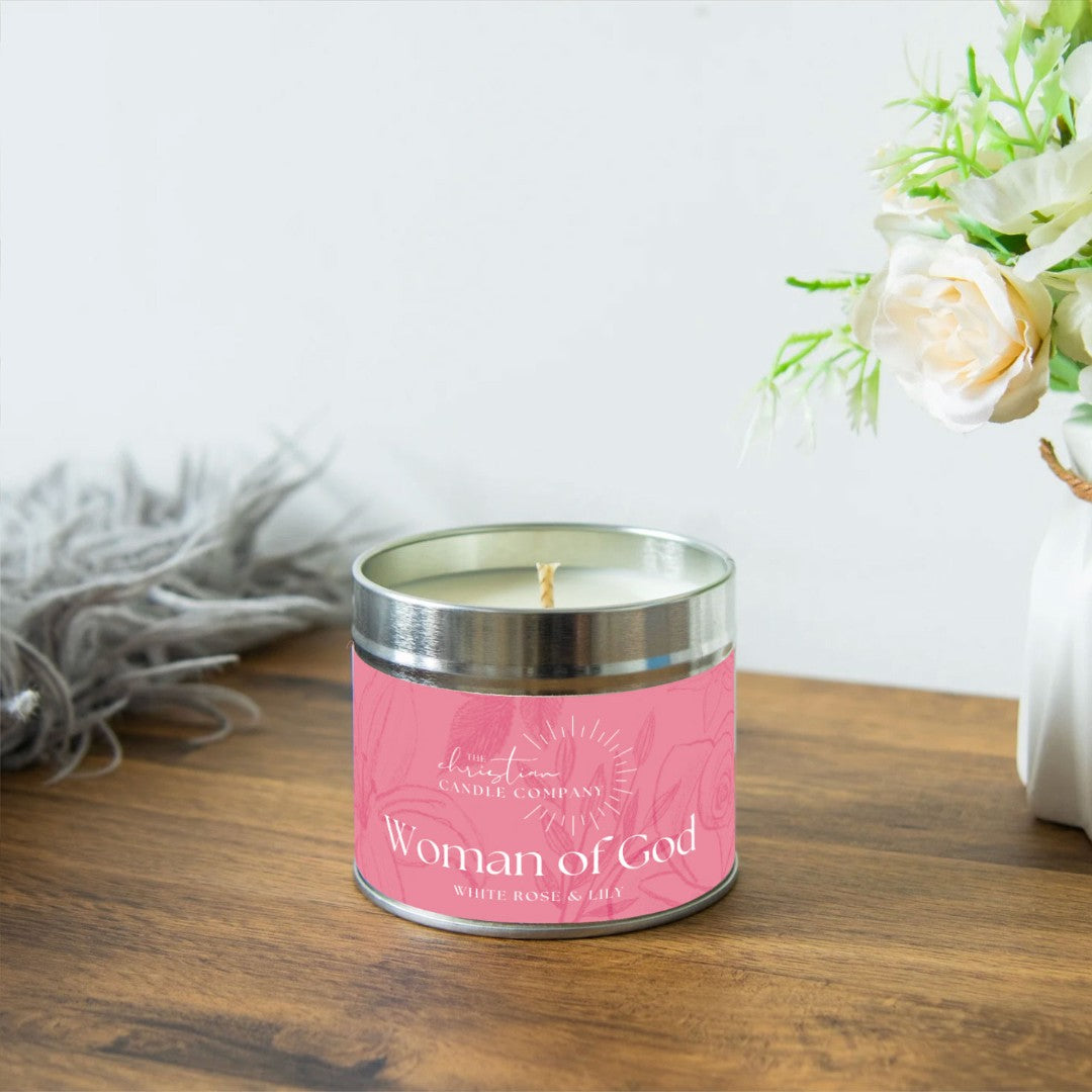 Woman Of God - White Rose & Lily Scented Candle In A Tin