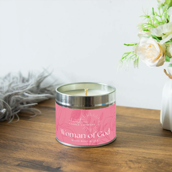 Woman Of God - White Rose & Lily Scented Candle In A Tin