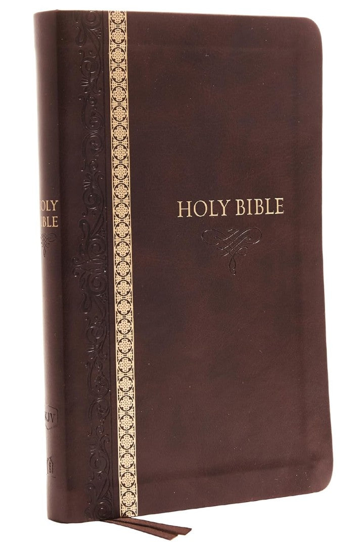 KJV Holy Bible Thinline, Brown Leathersoft, Red Letter