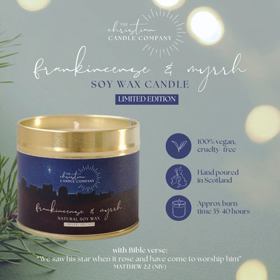 Frankincense & Myrrh Scented Candle in a Tin - Limited Edition