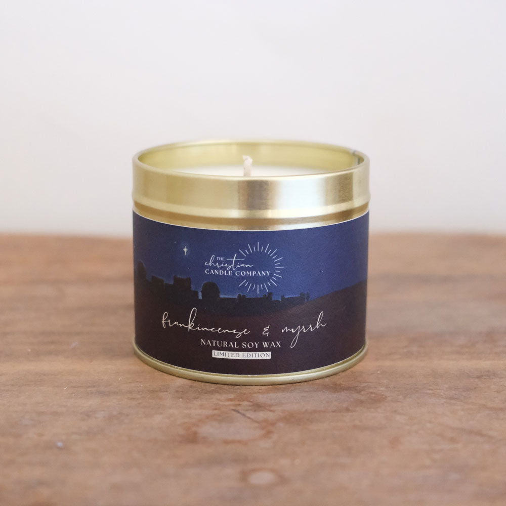 Frankincense & Myrrh Scented Candle in a Tin - Limited Ed