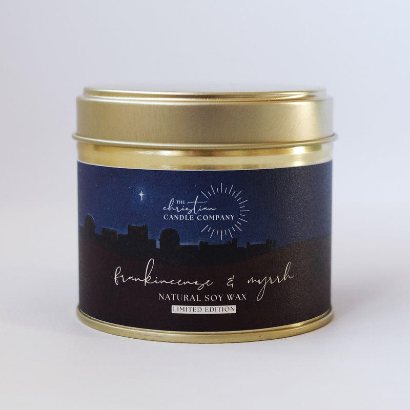 Frankincense & Myrrh Scented Candle in a Tin - Limited Edition