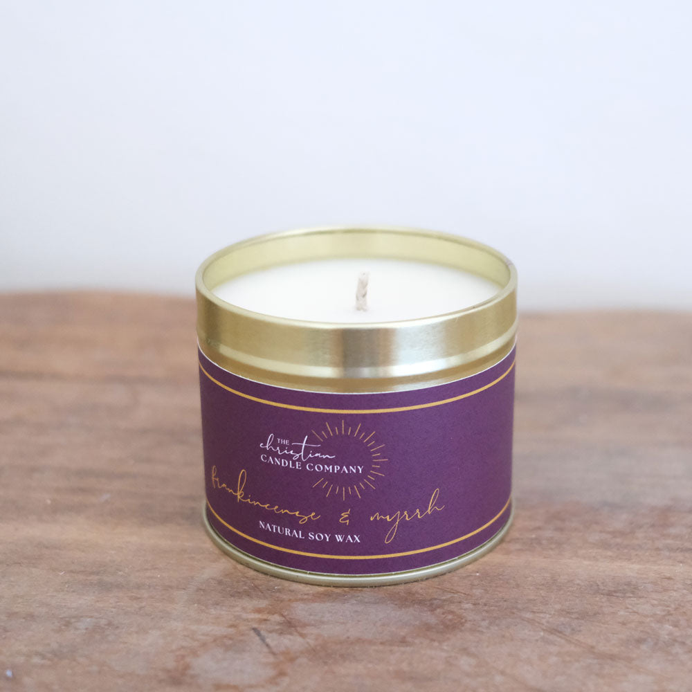 Frankincense & Myrrh Scented Candle in a Tin