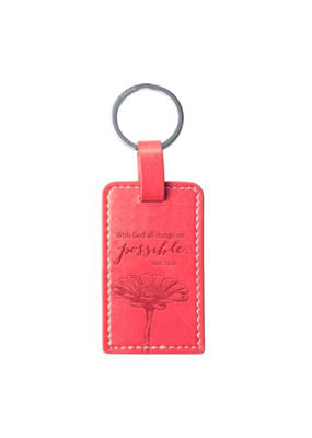 Matthew 19:26 Lux Leather Keyring