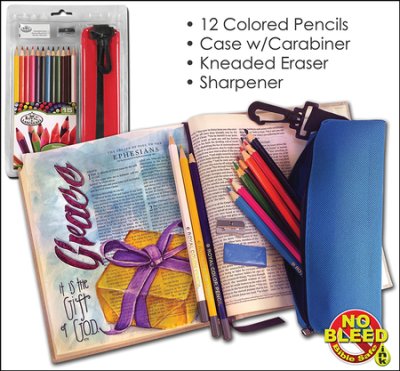 Coloured Pencil Set (12 pencils w/ Sharpener, Eraser & Case)