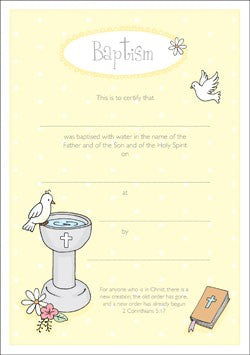 Baptism Certificate (Pack of 10)