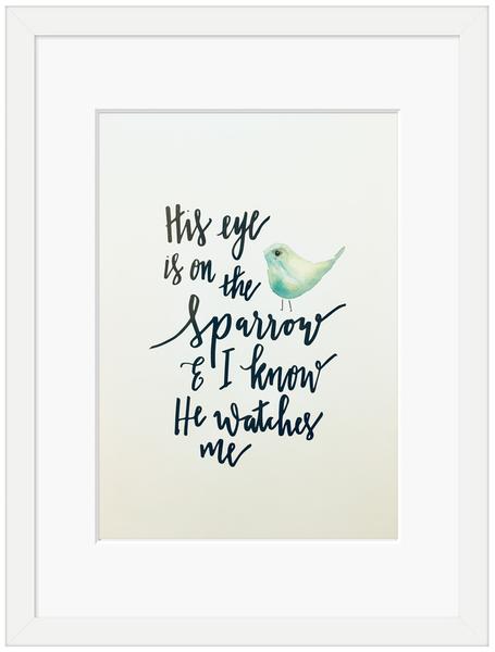 His Eye is on the Sparrow Framed Print (10x8)