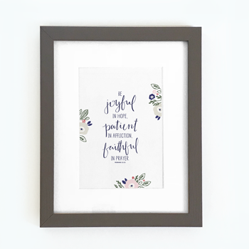 Be Joyful Framed Print, Grey (10x8)