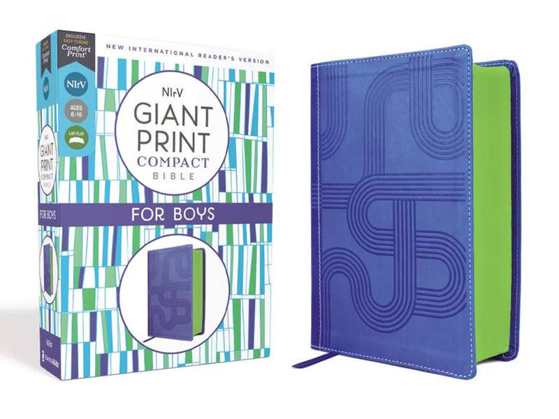 NIrV Giant Print Compact Bible for Boys, Blue