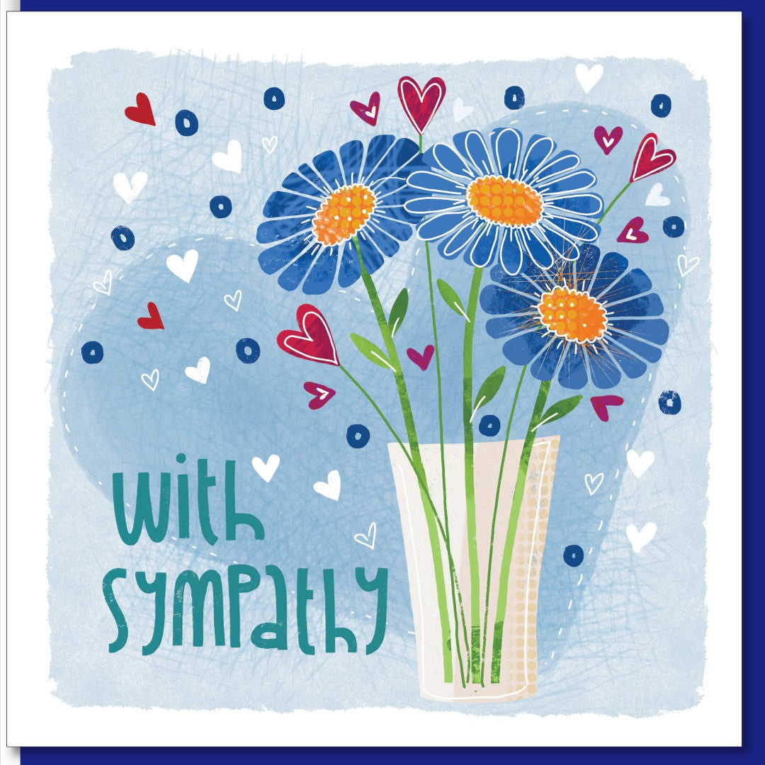 Sympathy Flowers & Hearts Greetings Card