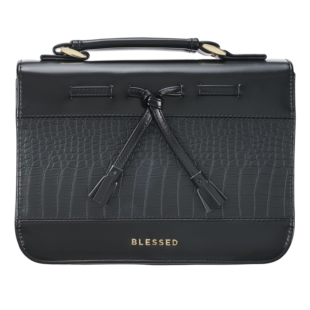 Blessed Black Faux Leather Fashion Bible Case, Medium