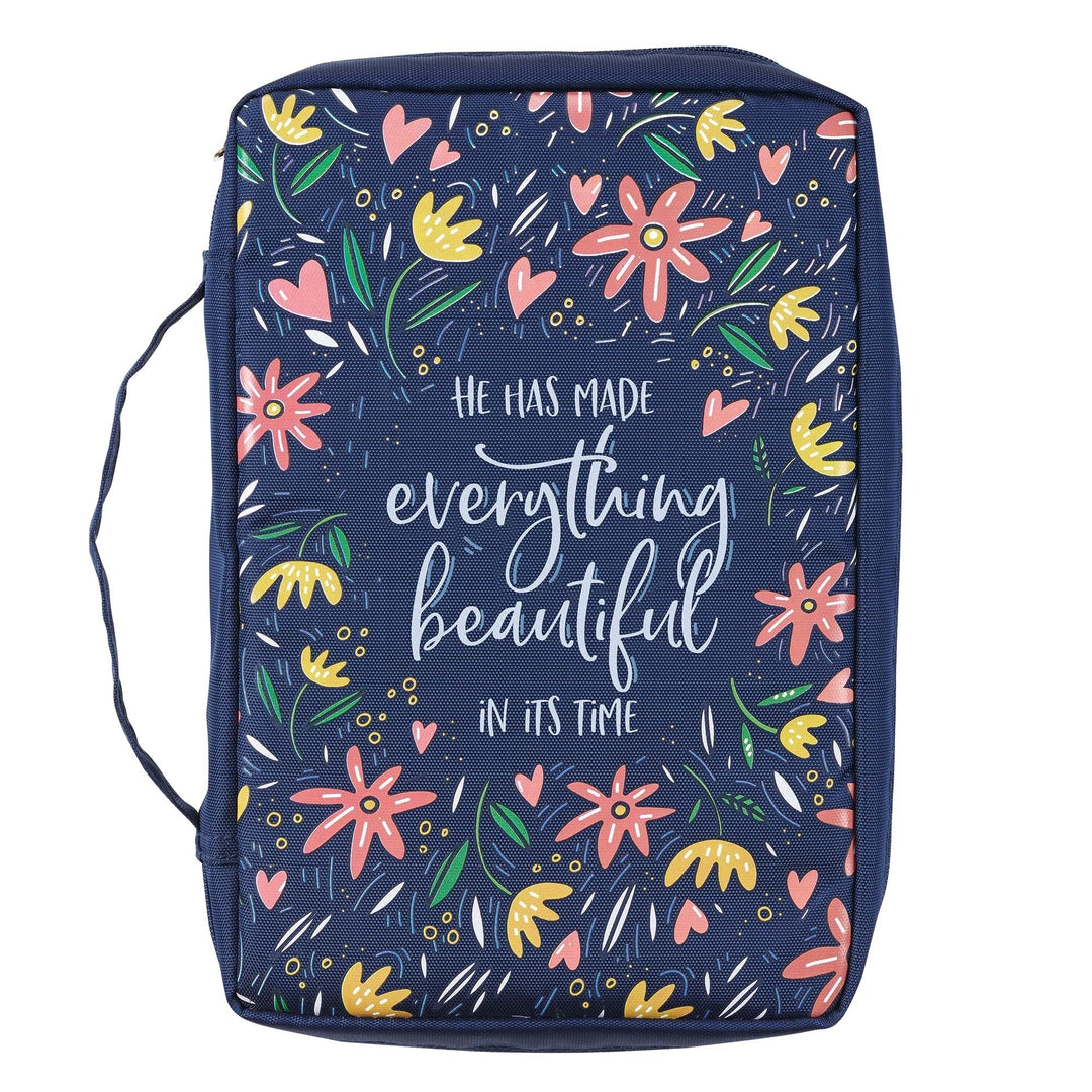 Everything Beautiful Navy Floral Value Bible Case, Medium