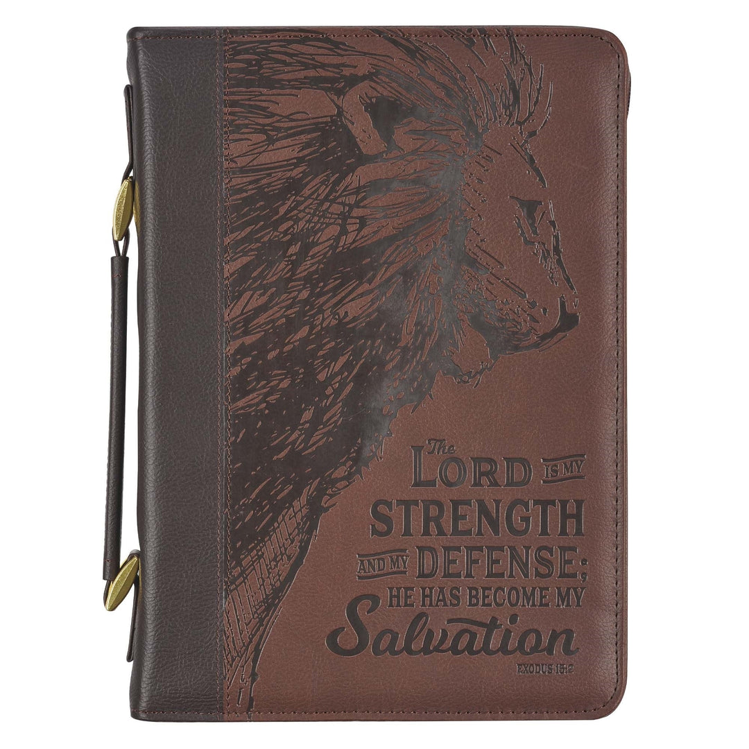 Lord is My Strength Brown Classic Bible Case, Extra Large