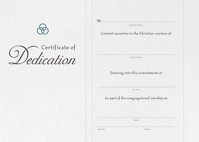 Dedication Flat Certificate (Pack of 6) - Re-vived