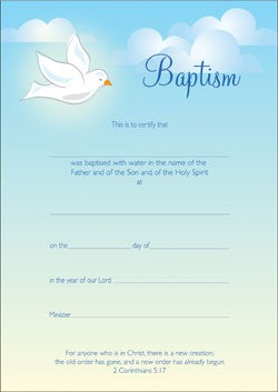 Baptism Certificate (Pack of 10) - Re-vived