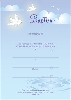 Baptism Certificate (Pack of 10) - Re-vived