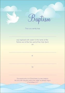 Baptism Certificate (Pack of 10) - Re-vived