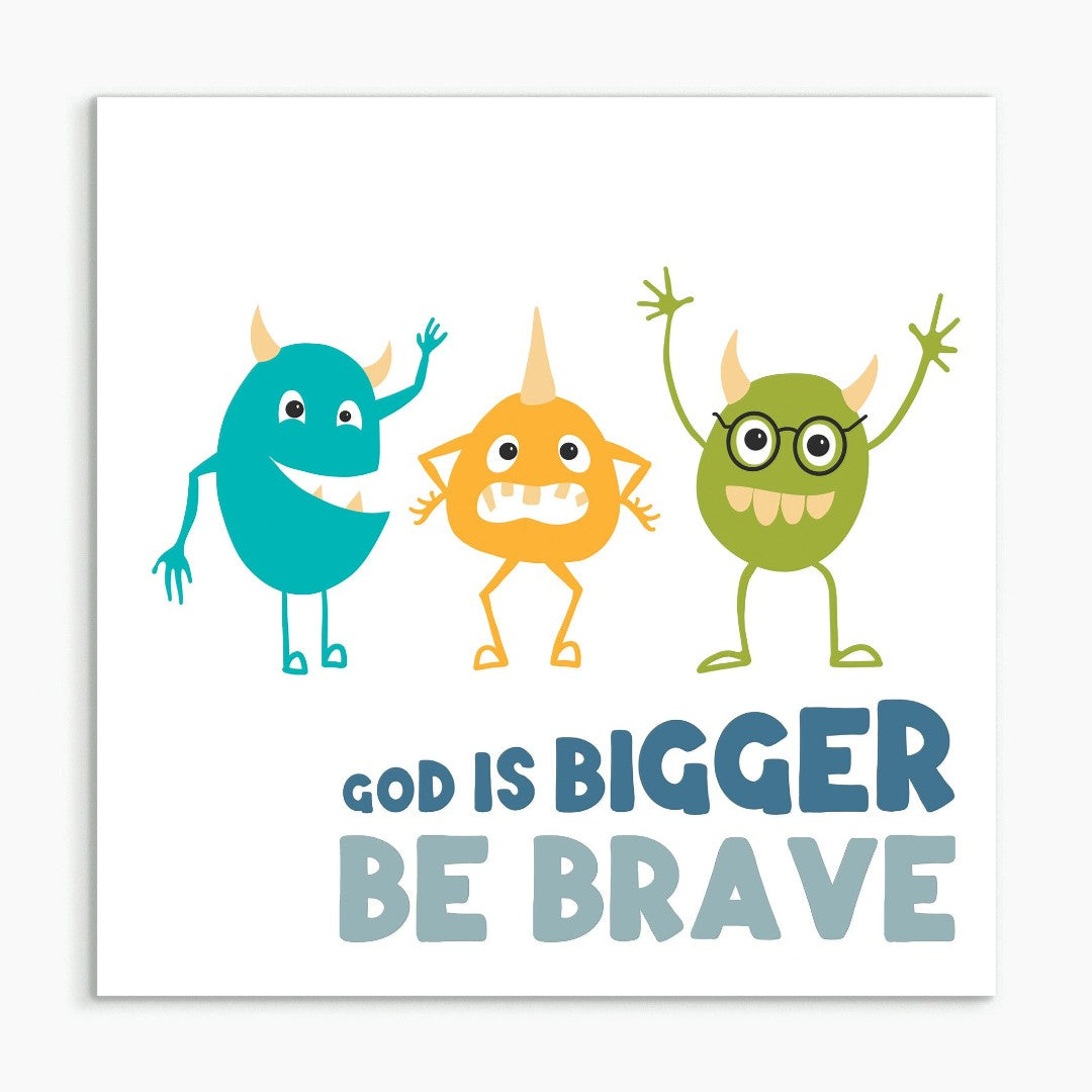 God is Bigger (Monster) White Framed Print 8x8