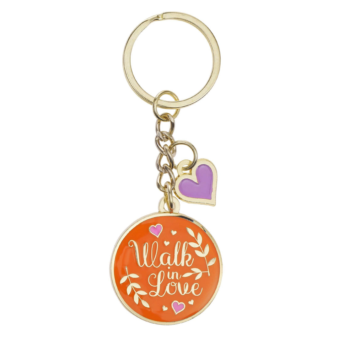 Walk in Love Metal Keyring with Link Chain