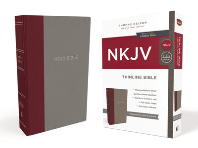NKJV Thinline Bible, Burgundy/Gray, Red Letter Edition - Re-vived