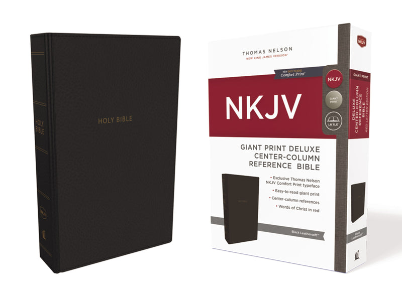 NKJV Deluxe Reference Bible, Black, Giant Print, Red Letter - Re-vived