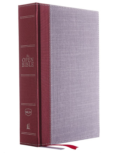 NKJV Open Bible, Red Letter Edition, Gray/Red - Re-vived