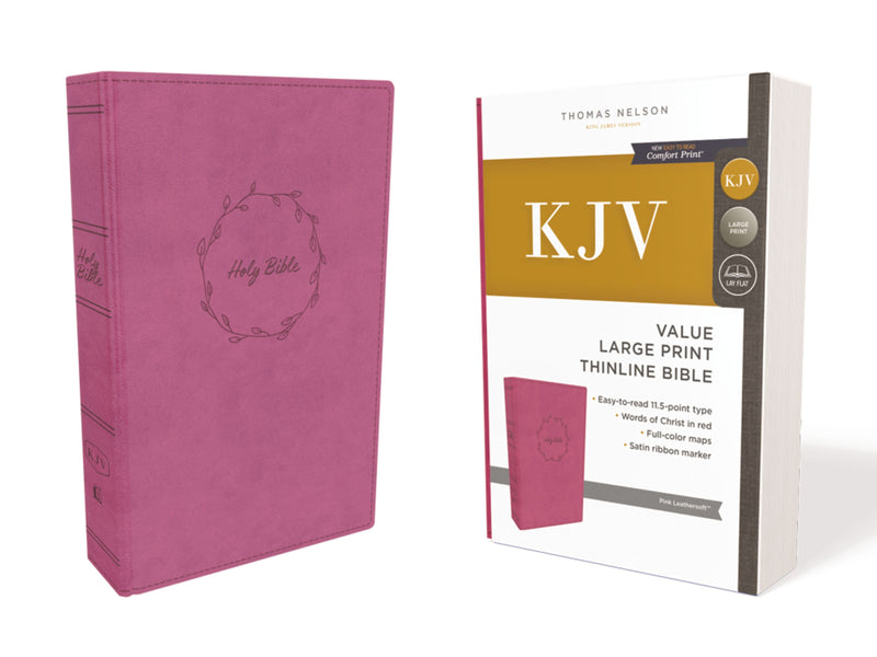 KJV Value Thinline Bible, Pink, Large Print, Red Letter Ed. - Re-vived