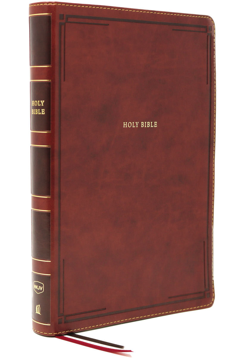 NKJV Thinline Bible, Brown, Giant Print, Red Letter, Indexed - Re-vived