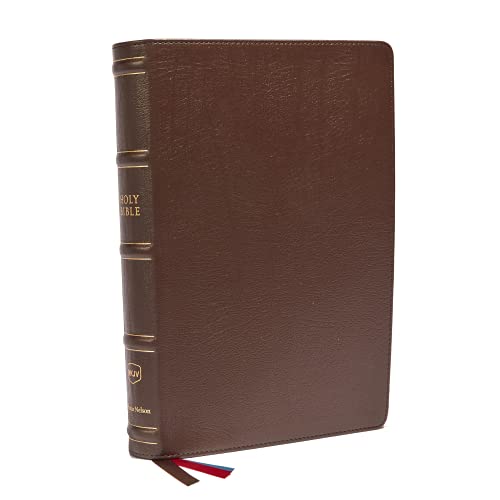 NKJV Large Print Verse-by-Verse Reference Bible, Brown, Genuine Leather