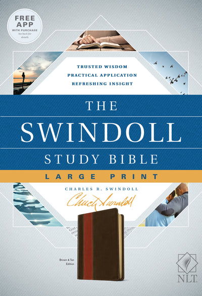 The NLT Swindoll Study Bible, Large Print, Brown - Re-vived