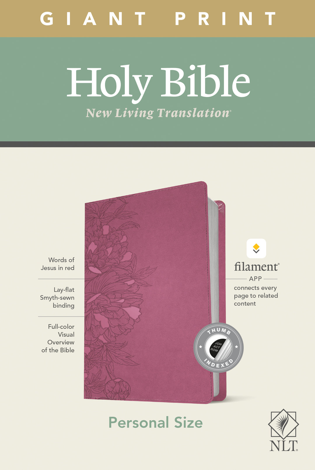 NLT Personal Size Giant Print Bible, Filament Edition, Pink